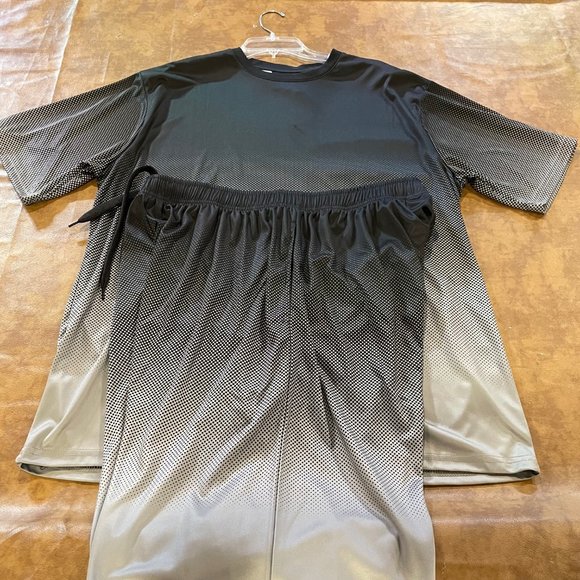 Brand New LU LINEA UOMO Two Piece Short Set, XXL, Black/Gray - Picture 1 of 1